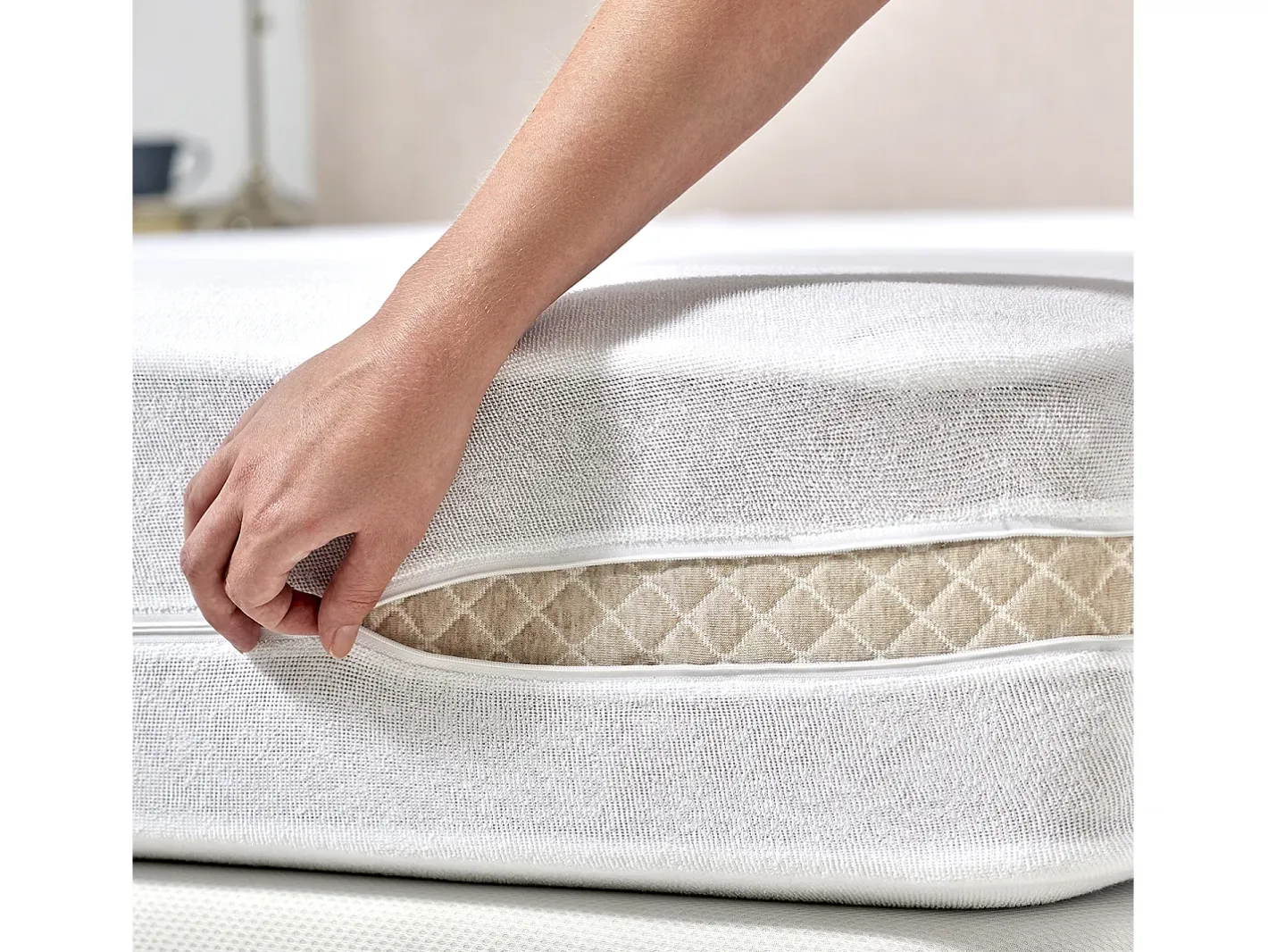 PIKOLIN Ropa De Cama-Funda Colchón Rizo con Aloe Vera Transpirable 135x200cm Home Blanco
