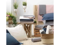 Douceur d'intérieur Ropa De Cama-Funda de Almohada de Rulo Percalina 85x185 cm 100% Algodón Liso Acabado Punto de Ojales Azul