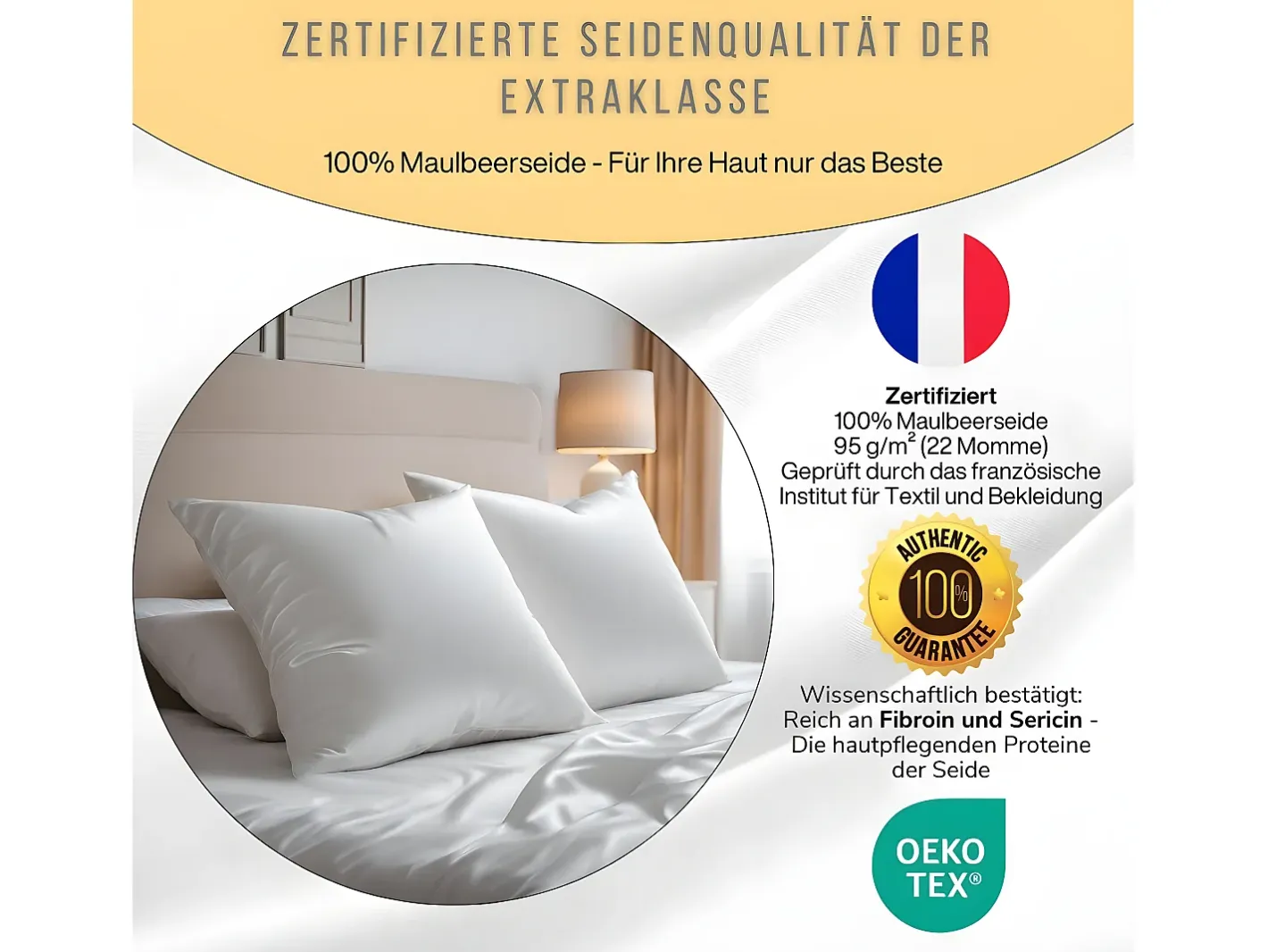 Inphysio Ropa De Cama-Funda de Almohada en Pura Seda de Morera 65x65 Blanco