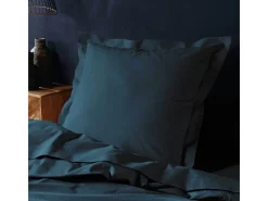 Best Promo Linge Funda de Almohada "Lina" 63x63cm de Algodón 57 hilos/cm² Certificado Oeko-Tex Azul