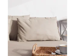 Soleil d'ocre Ropa De Cama-Funda de almohada lisa 50x70 cm ZZZ lino Beige