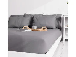 Soleil d'ocre Ropa De Cama-Funda de almohada lisa 50x70 cm ZZZ Gris