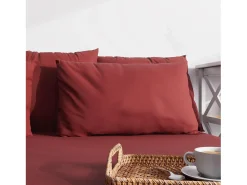 Soleil d'ocre Ropa De Cama-Funda de almohada lisa 50x70 cm ZZZ Rojo