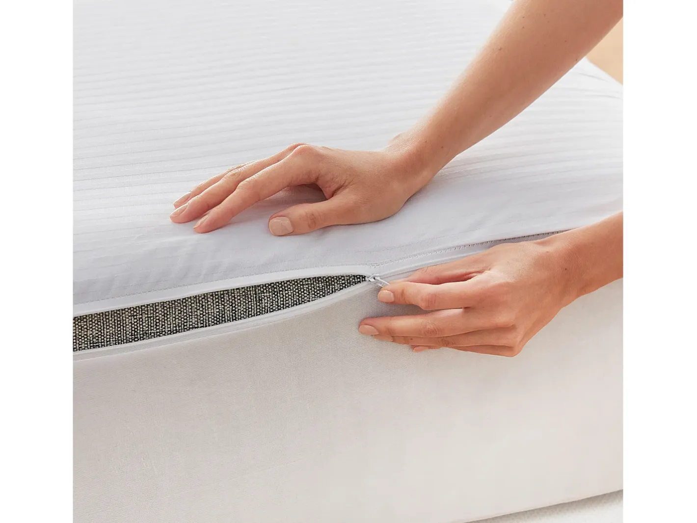 Online PIKOLIN Funda de colchón 90x196cm| HOME| 100% Algodón| Cremallera L Blanco