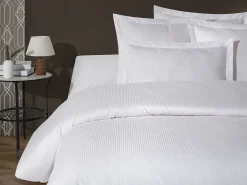 Blanc avenue Funda de edredón satén de algodón rayas 94 hilos/cm² Blanco Sale