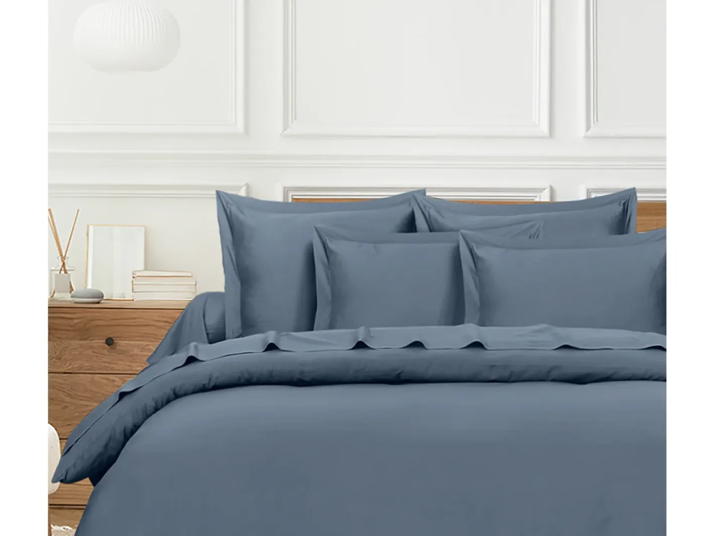 Blanc avenue Ropa De Cama-Funda de edredón 140X200 cm satén de algodón Azul