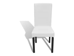 Ropa De Casa-Funda de silla elástica recta 4 unidades blanca ES400820 Blanco