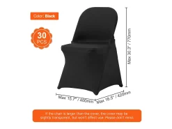 Funda de Silla SucceBuy 30 uds., , de Sillas Plegables en Elastano Extensible Negro
