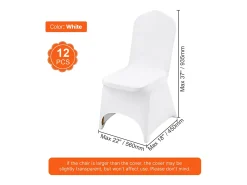 Discount Funda de Silla SucceBuy 12 uds., , de Sillas Plegables Blancas para Matrimonio, Vacaciones, Banquete Blanco