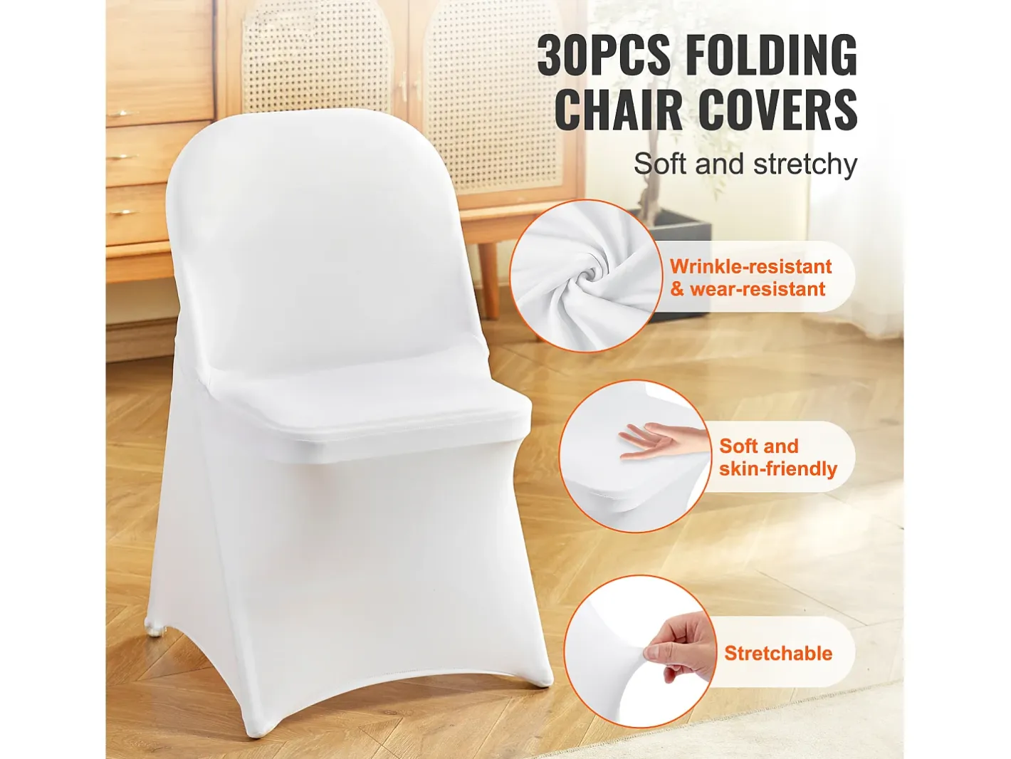 Ropa De Casa-Funda de Silla SucceBuy 30 Piezas, , para la Decoración de Matrimonios y Fiestas Blanco