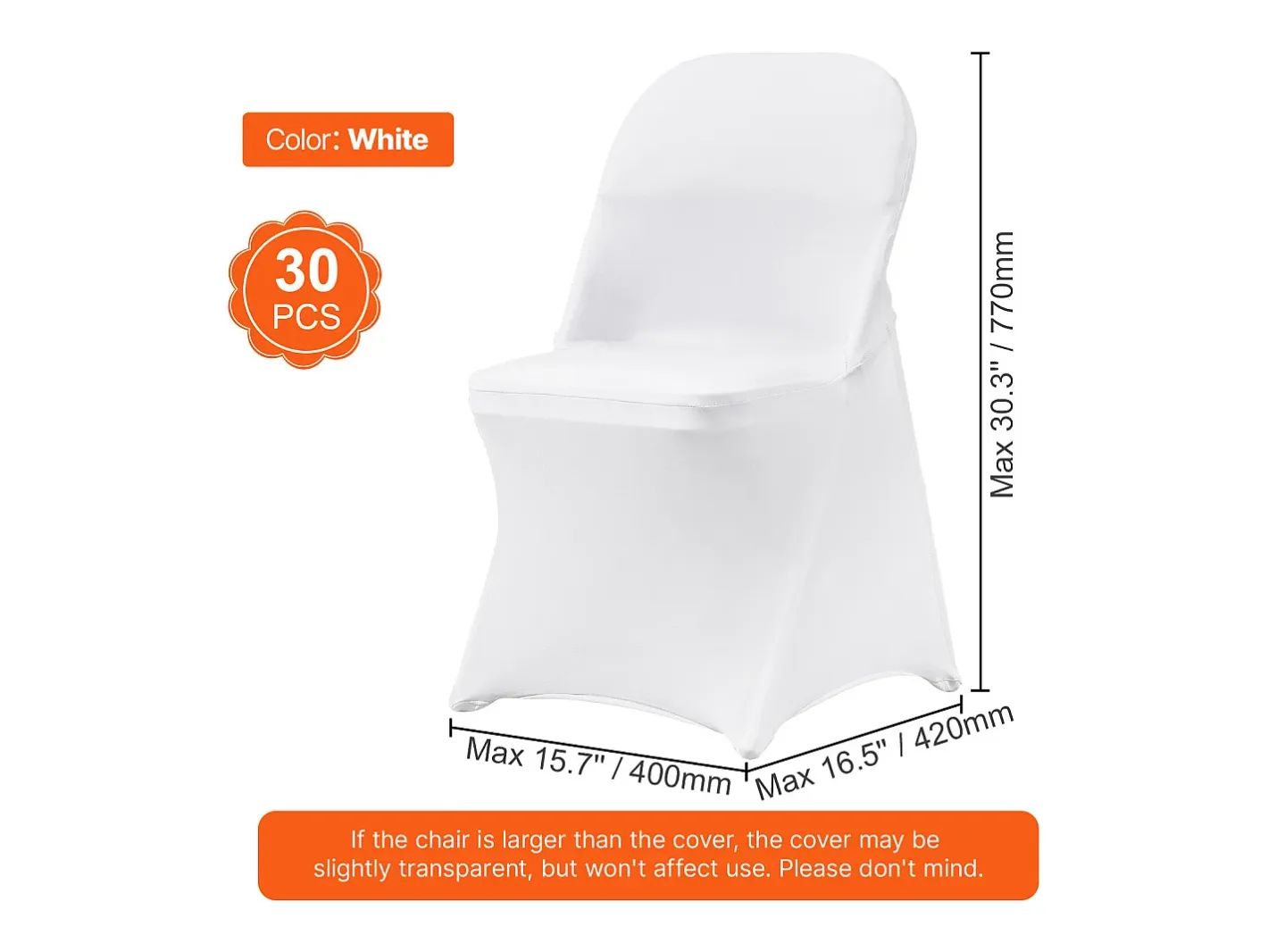 Ropa De Casa-Funda de Silla SucceBuy 30 Piezas, , para la Decoración de Matrimonios y Fiestas Blanco