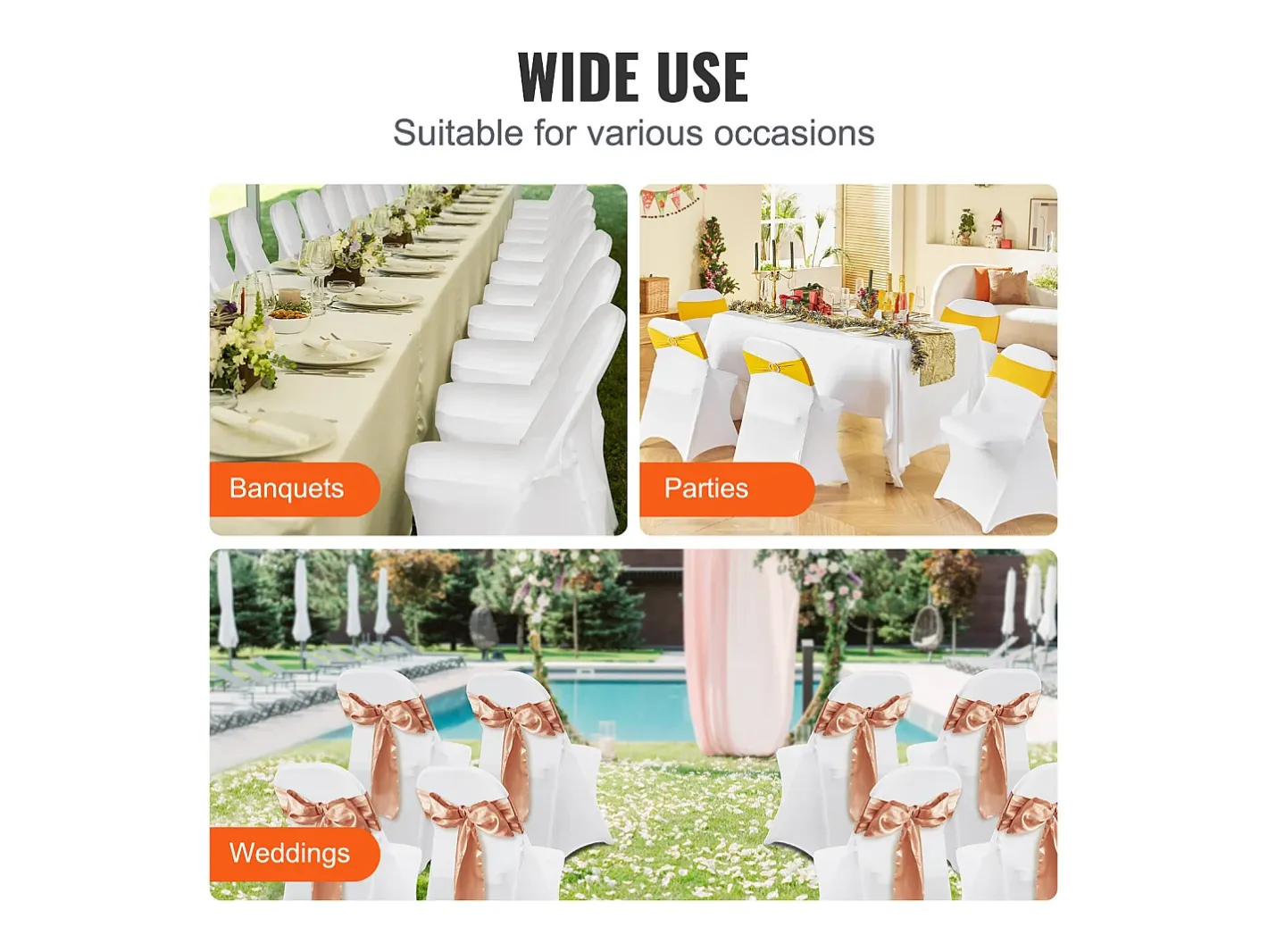 Ropa De Casa-Funda de Silla SucceBuy 30 Piezas, , para la Decoración de Matrimonios y Fiestas Blanco