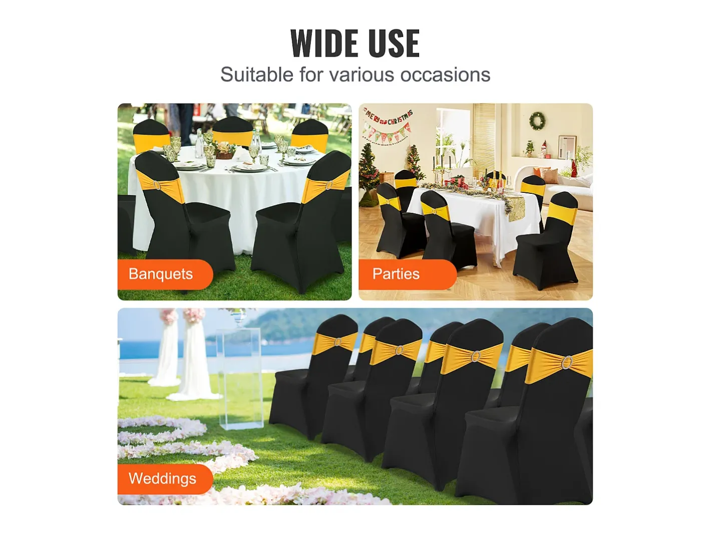 Ropa De Casa-Funda de Silla SucceBuy 30 Piezas, , Fundas de Protección Universal para Cena de Matrimonio Negro