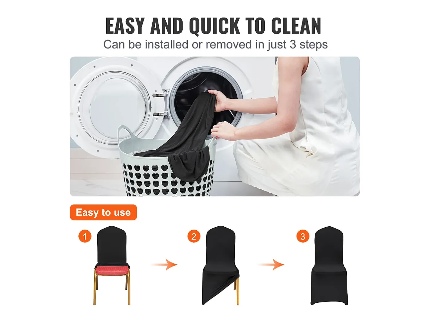 Ropa De Casa-Funda de Silla SucceBuy 30 Piezas, , Fundas de Protección Universal para Cena de Matrimonio Negro
