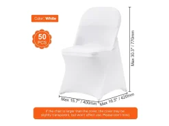 Ropa De Casa-Funda de Silla SucceBuy 50 Piezas, , de Sillas Plegables en Elastano Extensible para Matrimonio Blanco