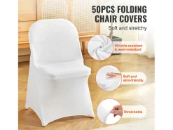 Ropa De Casa-Funda de Silla SucceBuy 50 Piezas, , de Sillas Plegables en Elastano Extensible para Matrimonio Blanco