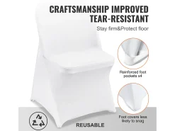 Ropa De Casa-Funda de Silla SucceBuy 50 Piezas, , de Sillas Plegables en Elastano Extensible para Matrimonio Blanco