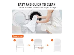 Ropa De Casa-Funda de Silla SucceBuy 12 Piezas, , Fundas de Sillas Plegables en Elastano Extensible para Matrimonio y Fiesta Blanco