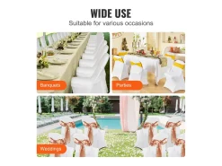 Ropa De Casa-Funda de Silla SucceBuy 12 Piezas, , Fundas de Sillas Plegables en Elastano Extensible para Matrimonio y Fiesta Blanco