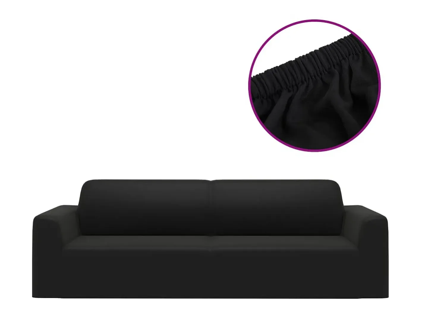 Funda elástica para sillón de 3 plazas poliéster jersey negra ES202499 Negro