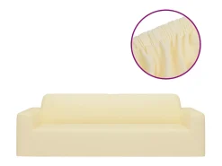 Funda elástica para sillón de 3 plazas poliéster jersey ES132287 Crema Best
