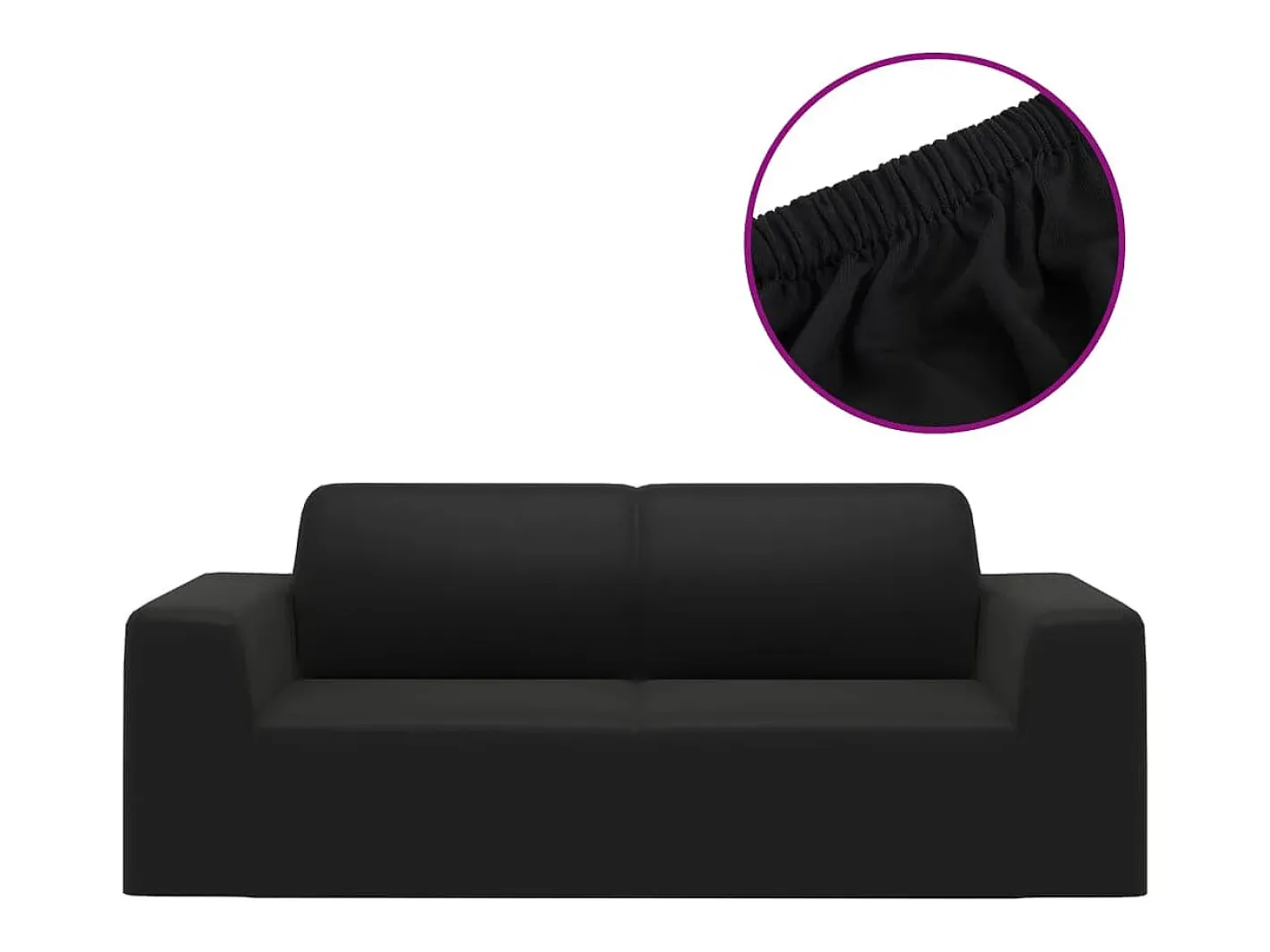 Funda elástica para sillón de 2 plazas poliéster jersey negra ES609118 Negro New