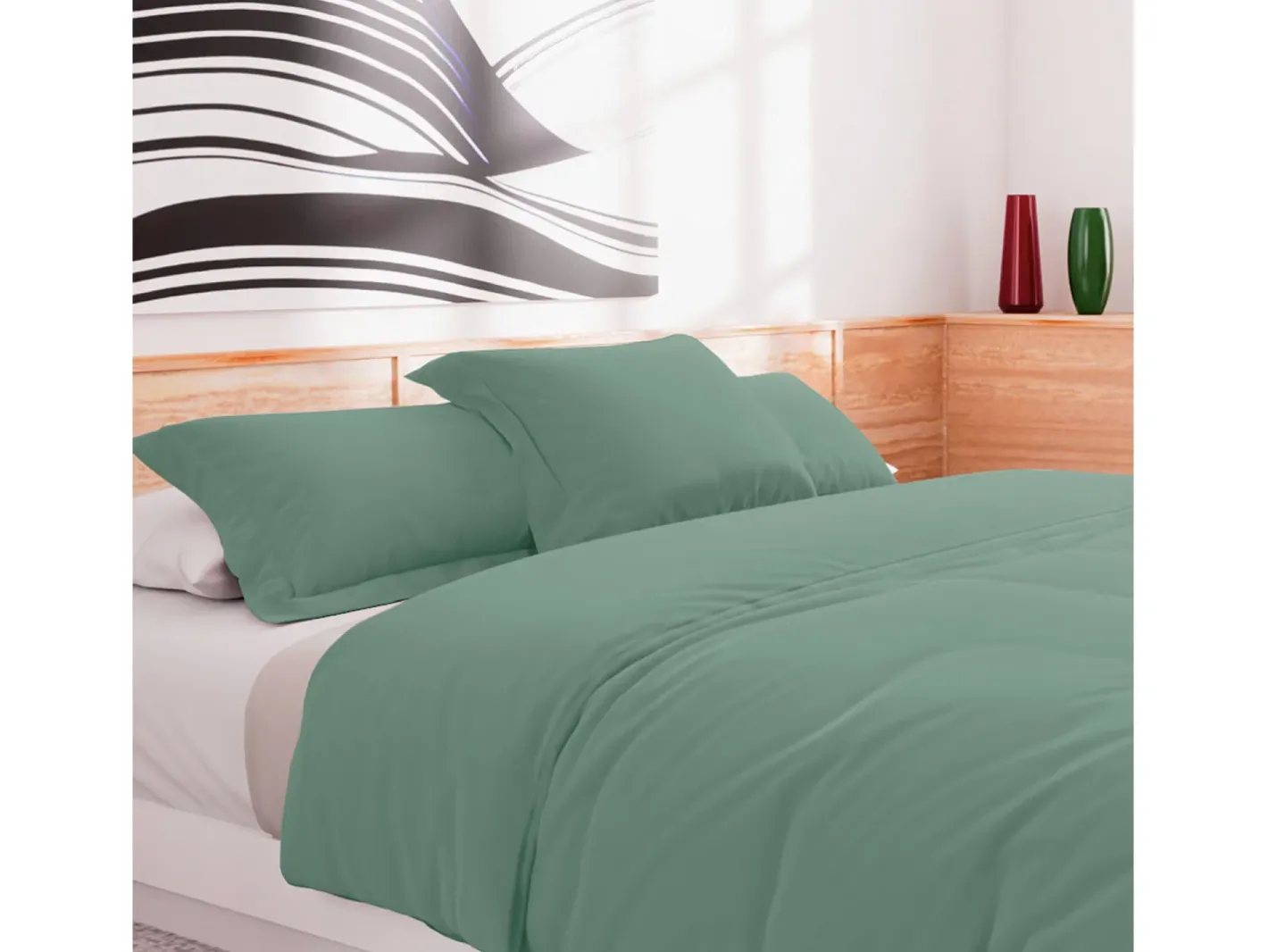 Soleil d'ocre Funda nórdica de algodón 57 hilos 240x220 cm liso mar, por Verde Online
