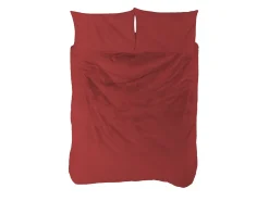 BOHEME Ropa De Cama-Funda nórdica lisa Coral cama 120 cm - 200x200 cm, algodón 200 hilos. Cierre con botones. Rojo