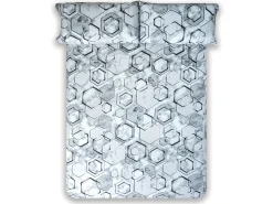 Cotton Artean Ropa De Cama-Funda nórdica MARMOL percal algodón y blanco 240x260 Cama 150 Gris