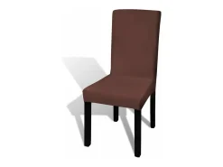 Sale Funda para silla elástica recta 4 unidades marrón ES723604 Marru00f3n