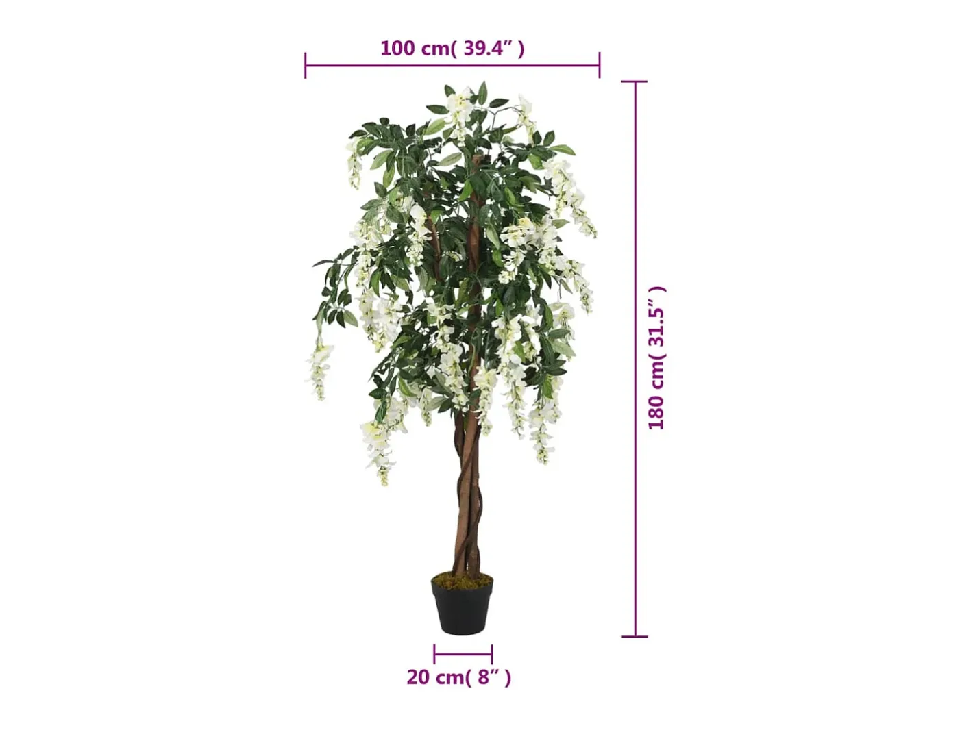 Glicina artificial 1260 hojas 180 cm y blanco Verde Best
