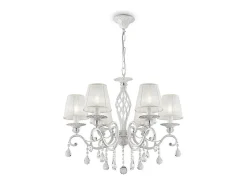 Maytoni Lámpara Suspendida-Grace Araña Blanca con Oro y Cristal, con Pantallas, 6 Luces, E14 Blanco