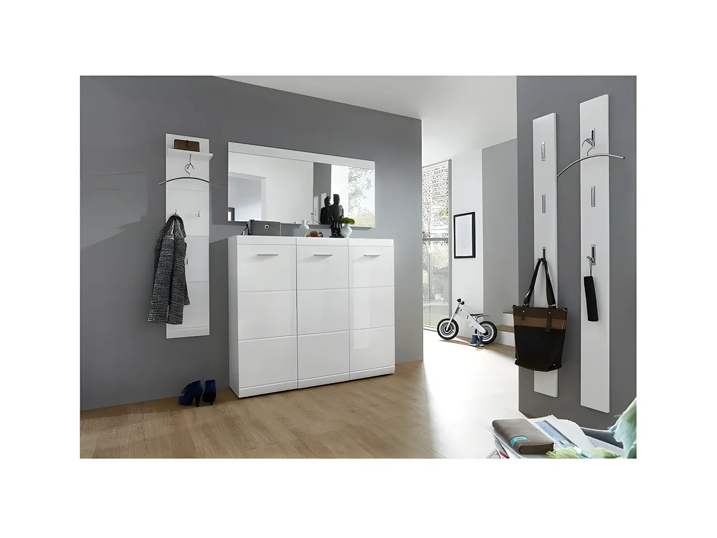 MSO Espejo De Pared|Espejo-Gran espejo lacado 134 x 63cm Alama Blanco