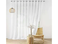 Online Douceur d'intérieur Gran Voile a Ojetes Haltona Efecto Lino Tejido Blanco