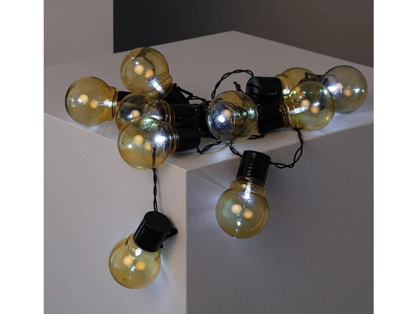 New Ledkia Guirnalda de Bombillas LED Solar Nikola 2m 6000K Blanco Frío Negro