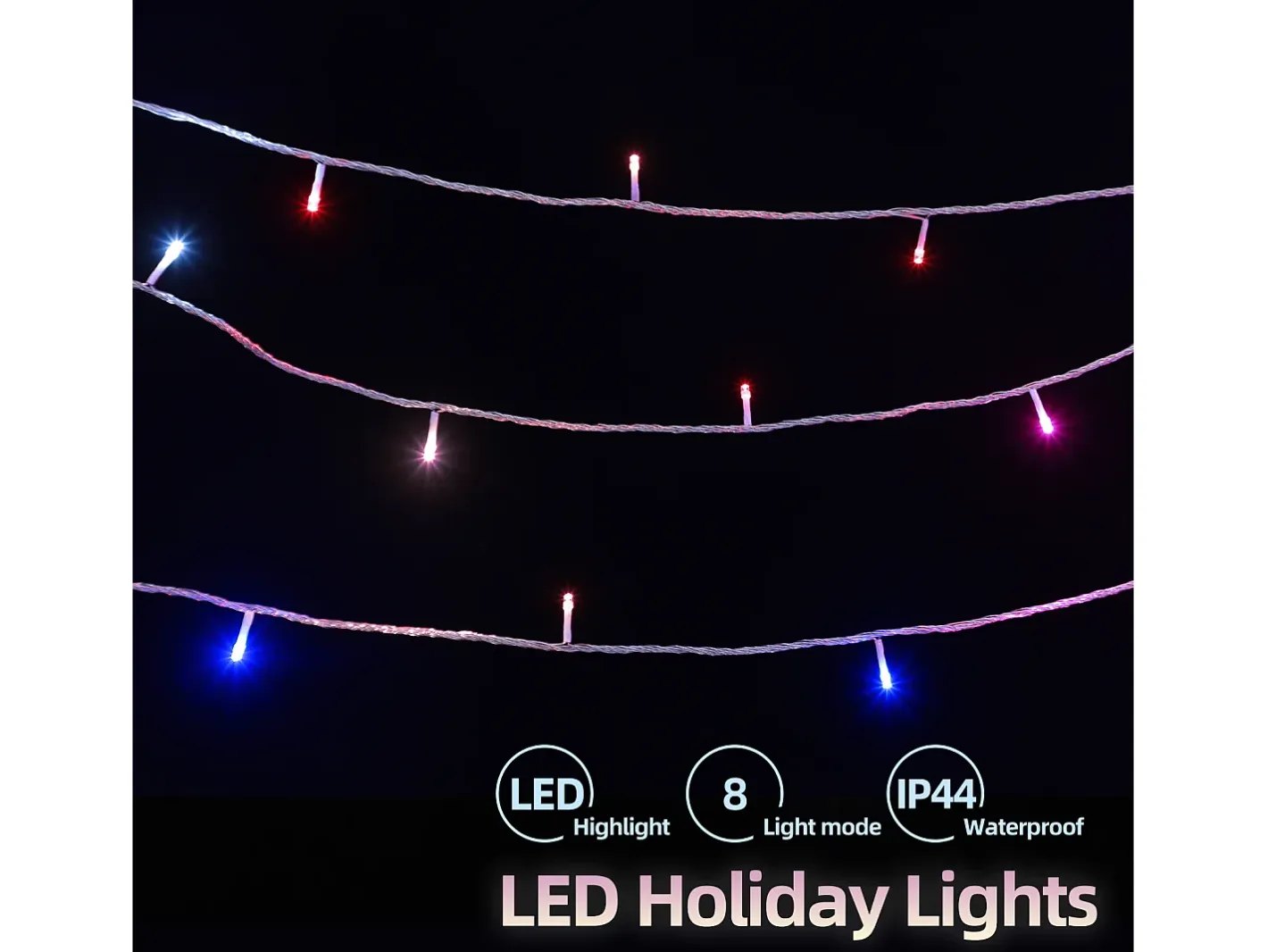 Sale Guirnalda de luces LED de 100 m y 600 luces LED para bodas, carnavales, exteriores, interiores y jardines, multicolor Blanco