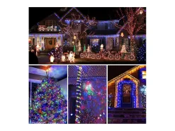 Sale Guirnalda de luces LED de 100 m y 600 luces LED para bodas, carnavales, exteriores, interiores y jardines, multicolor Blanco