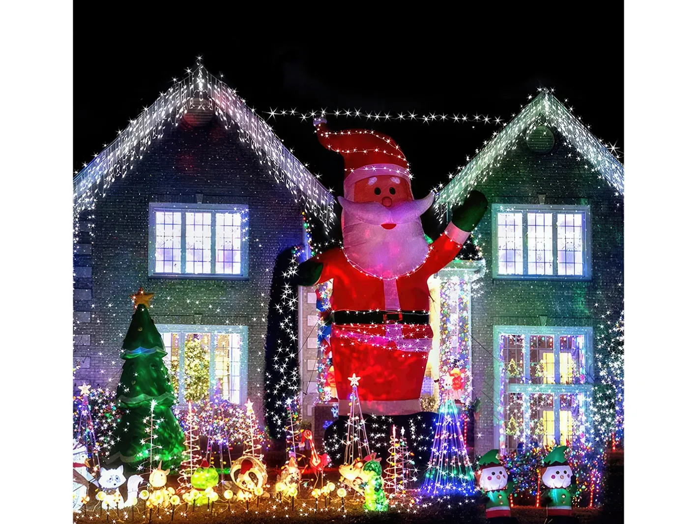 Sale Guirnalda de luces LED de 100 m y 600 luces LED para bodas, carnavales, exteriores, interiores y jardines, multicolor Blanco
