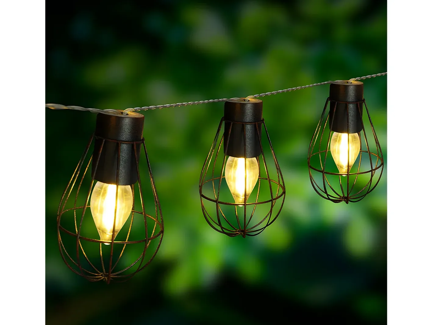 Lumisky Guirnalda Luminosa-Guirnalda de tipo jaula con 10 bombillas 3.90M KENY Negro