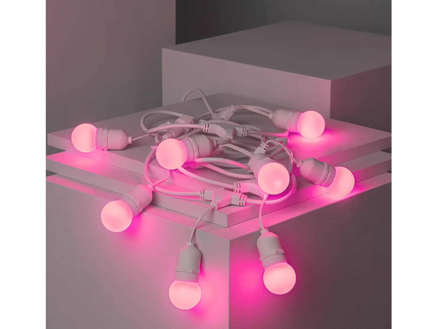 Ledkia Guirnalda Luminosa-Guirnalda Exterior con Bombillas LED E27 5.5m IP65 Blanco Rosa Multicolor