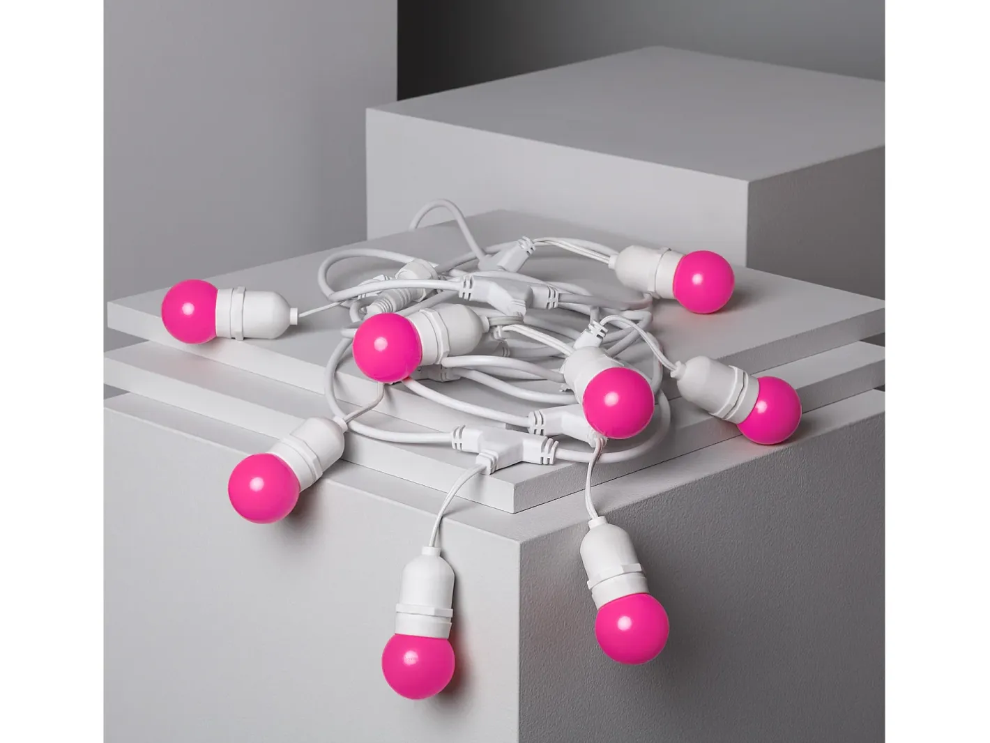 Ledkia Guirnalda Luminosa-Guirnalda Exterior con Bombillas LED E27 5.5m IP65 Blanco Rosa Multicolor