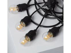 Ledkia Guirnalda Exterior con Bombillas LED E27 Filamento 5.5m IP65 Negro 2700K Cálido Blanco New