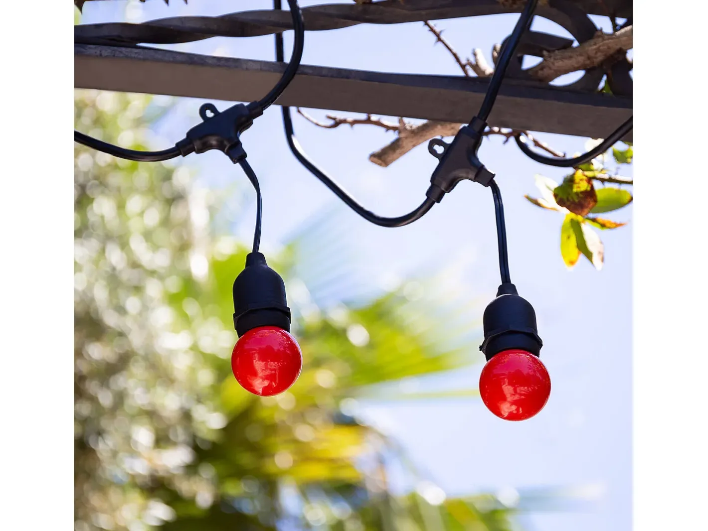 Ledkia Guirnalda Luminosa-Guirnalda Exterior con Bombillas LED E27 5.5m IP65 Negro Rojo Multicolor