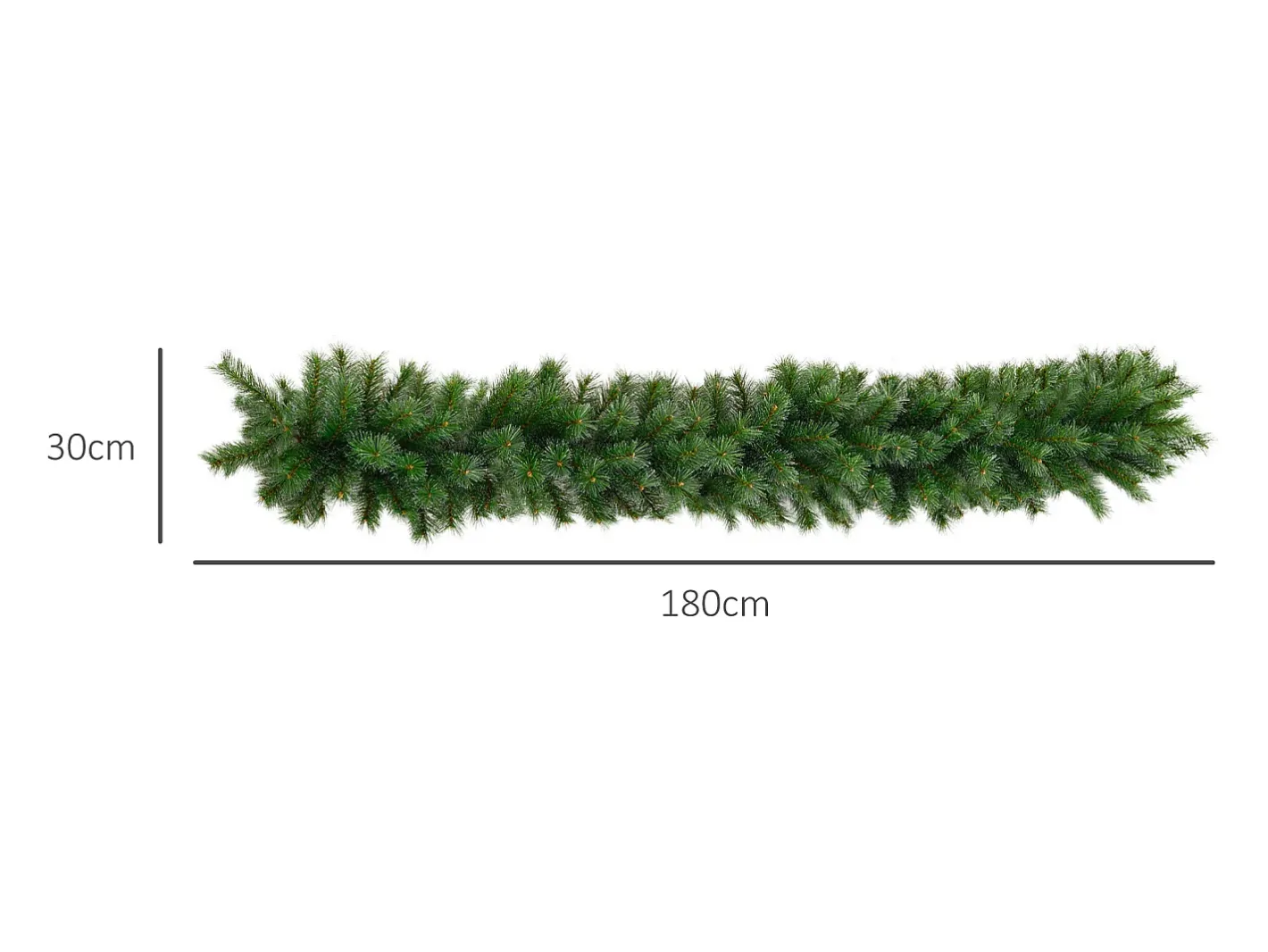 Guirnalda navideña artificial de 1,8 m con 160 ramas, decorativa para escaleras y chimenea, flameada, en plástico (180x30x30 cm) Verde Sale
