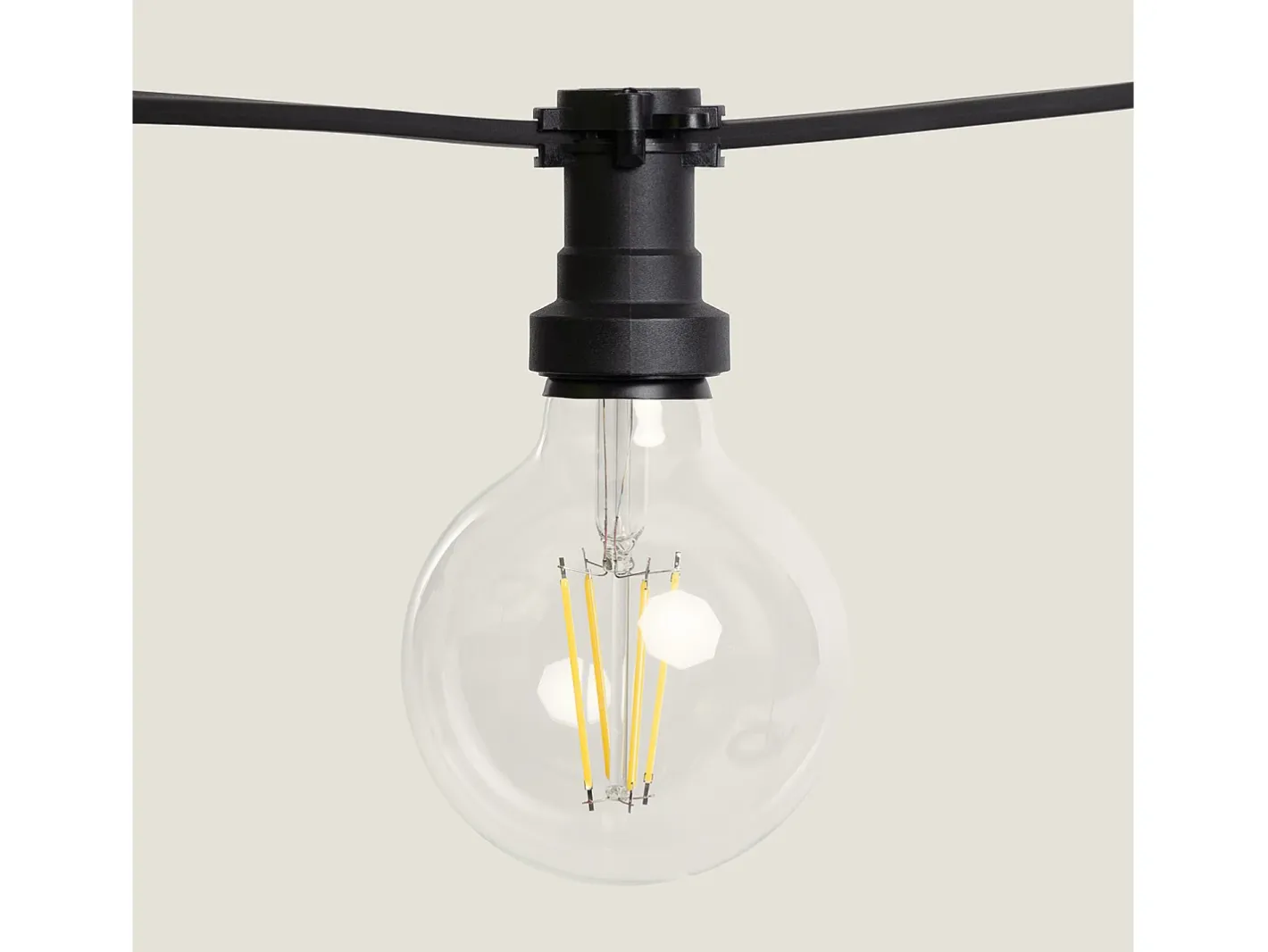 Ledkia Guirnalda Luminosa-Guirnaldas para Exterior IP44 Cable Eléctrico Plano con Portalámparas E27 a Medida 5 m Negro