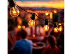 Ledkia Guirnalda Luminosa-Guirnaldas para Exterior IP44 Cable Eléctrico Plano con Portalámparas E27 a Medida 5 m Negro
