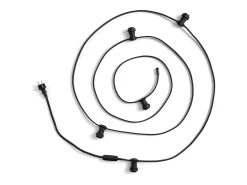 Ledkia Guirnalda Luminosa-Guirnaldas para Exterior IP44 Cable Eléctrico Plano con Portalámparas E27 a Medida 5 m Negro