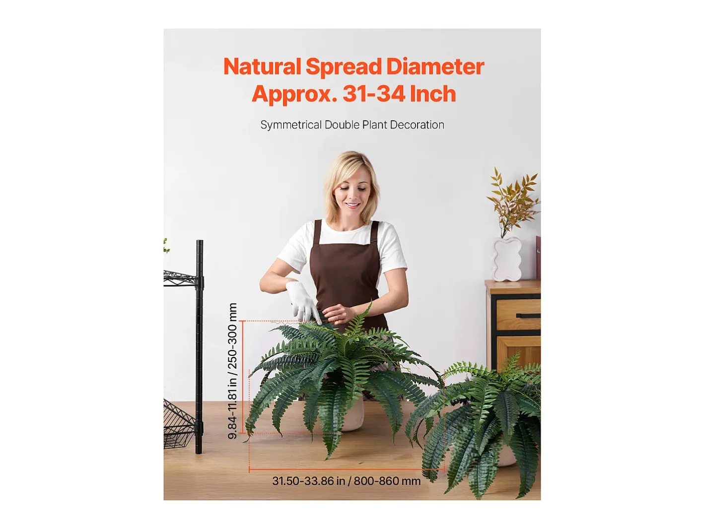 Helecho Artificial SucceBuy, Pack de 2, Helecho Falso de Boston 80-86 cm, 30 Hojas, Colgante, Decoración Interior/Exterior, Hogar/Oficina, Maceta No Incluida Verde