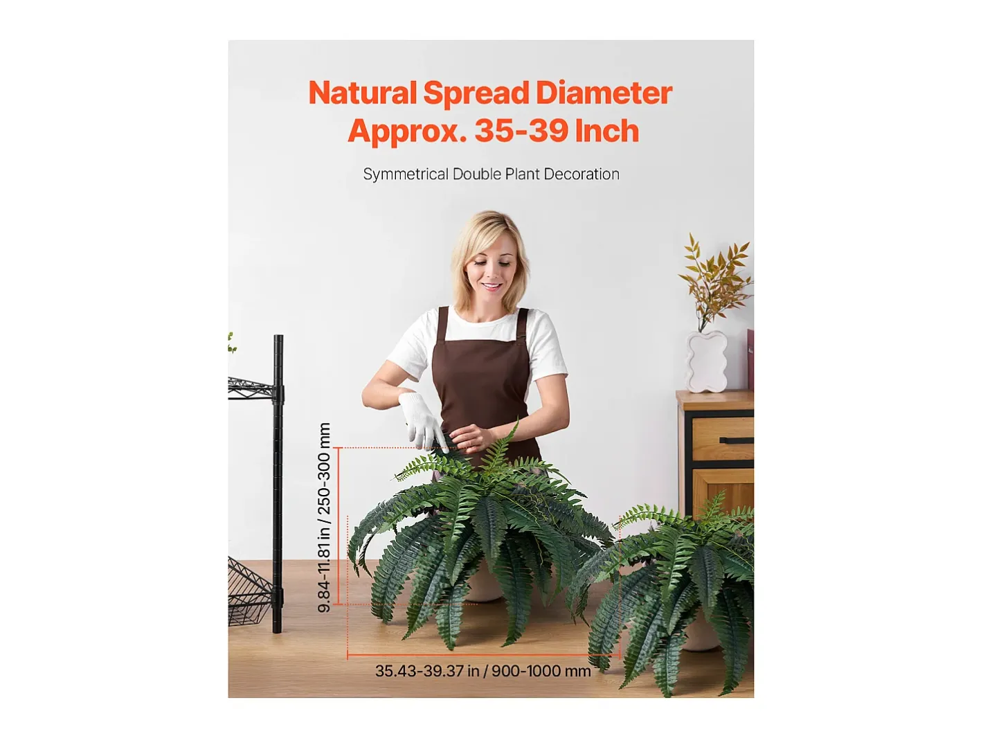 Best Helecho Artificial SucceBuy, Pack de 2, Helecho Falso de Boston 90-100 cm, 35 Hojas, Colgante, Decoración Interior/Exterior, Hogar/Oficina, Maceta No Incluida Verde