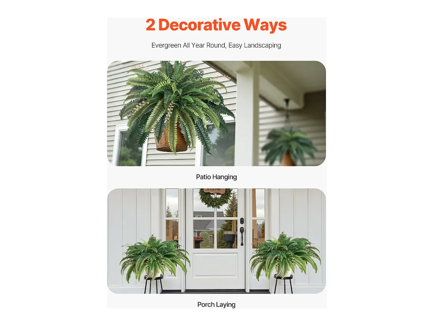 Helecho Artificial SucceBuy, Helecho Falso de Boston 95-105 cm, 80 Hojas, Con Maceta, Colgante/Colocada, Decoración Interior/Exterior, Hogar/Oficina Verde Discount